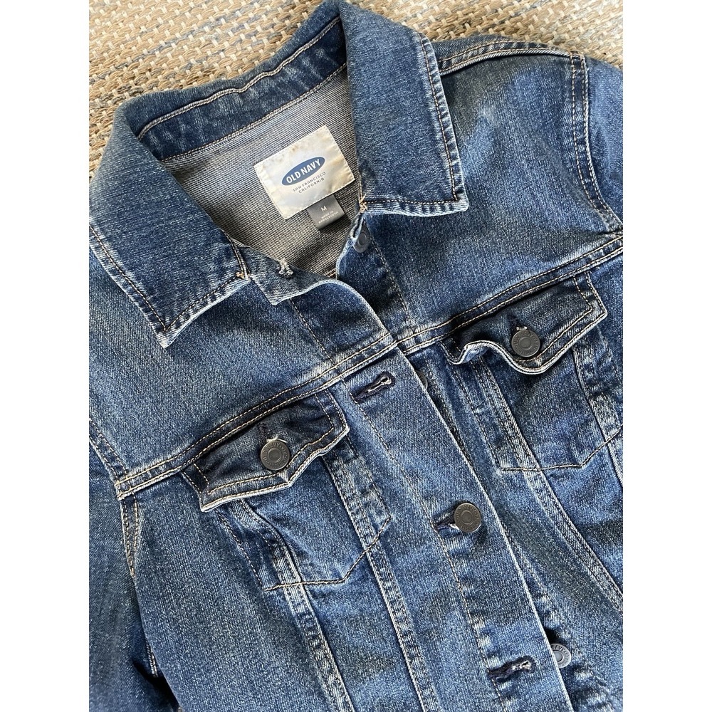 Old Navy Women's Denim Jean Jacket Size M Blue Trucker Western Cowgirl Casual